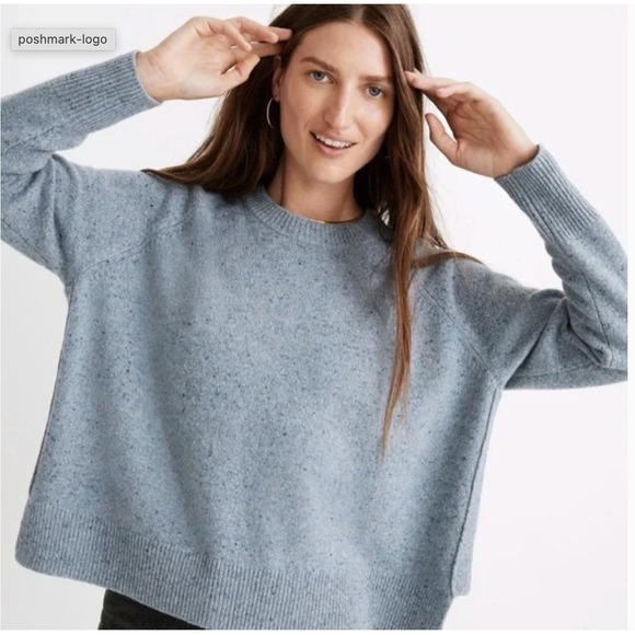Madewell Womens Blue/Gray ReSourced Cashmere Wool Blend Pullover Sweater - S - Picture 1 of 10